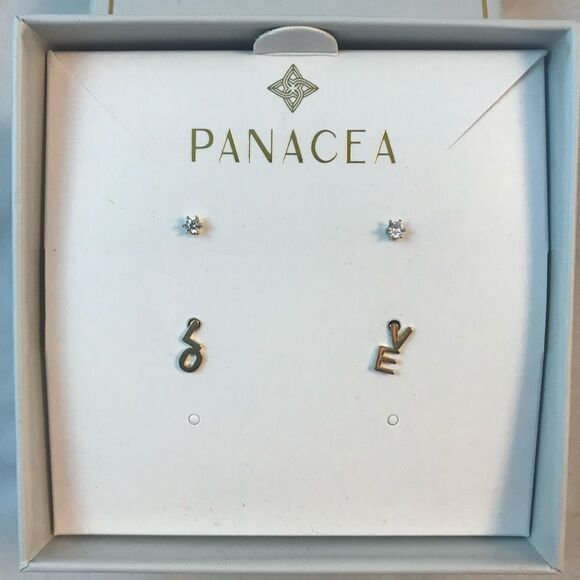 Panacea Earring Set Love Studs Casual Gold Neutral Trendy Gift Box Mother's Day - Picture 1 of 6